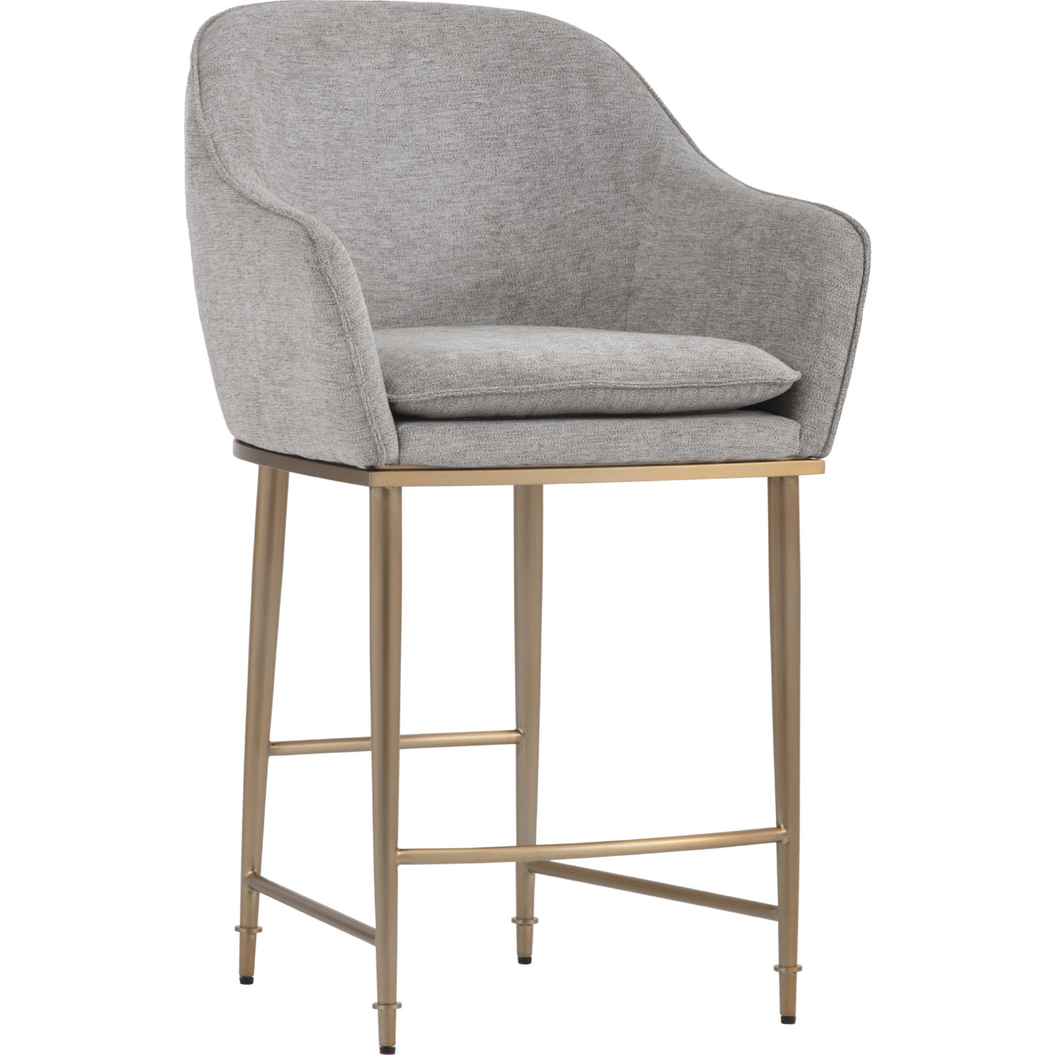 Sunpan 103147 Bowman Counter Stool In Flint Grey Fabric Gold