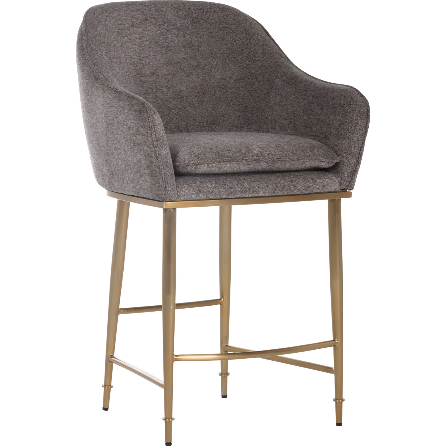 Sunpan 103282 Bowman Counter Stool In Sparrow Grey Fabric Gold