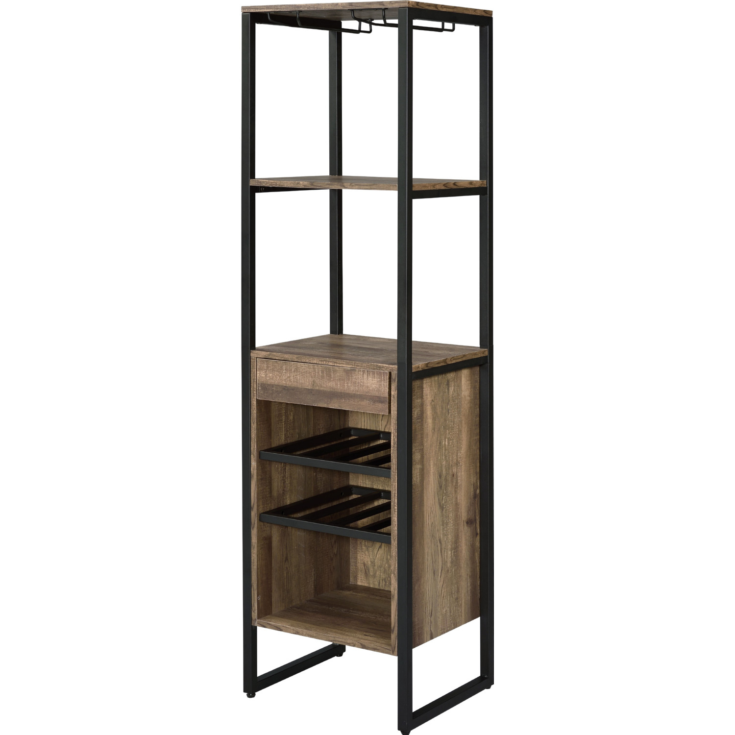 Acme 97800 Narik Wine Rack In Weathered Oak Metal