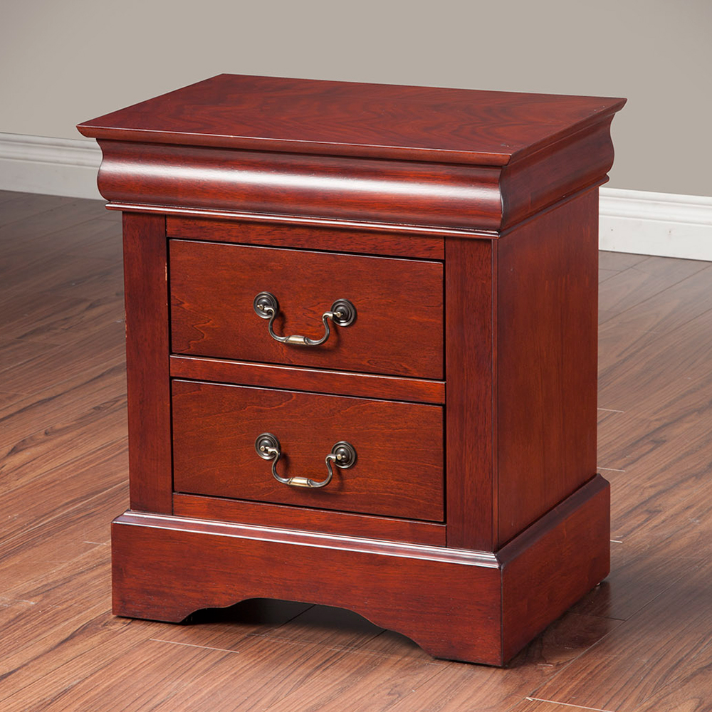 Alpine 2702 Louis Philippe Ii 2 Drawer Nightstand In Cherry Finish