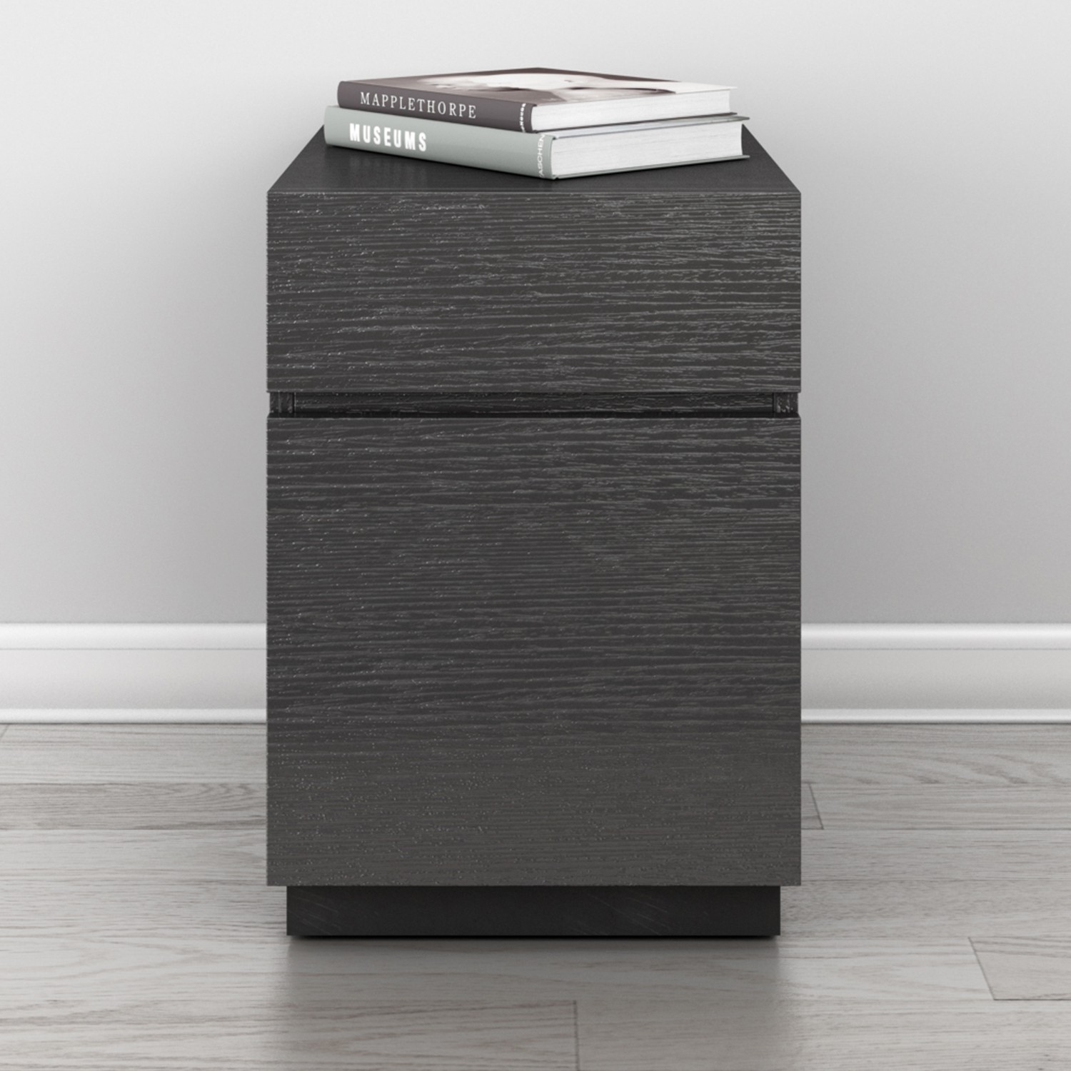 Furnitech Ft16pdg 2 Drawer Contemporary Rolling Pedestal File Cabinet In Graphite Italian Ebony Veneer