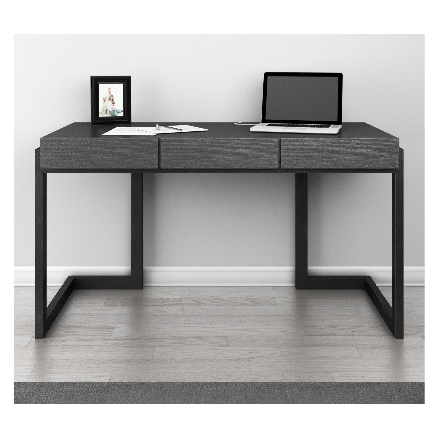 Furnitech Ft56cgd 56 Writing Desk In Graphite Italian Ebony