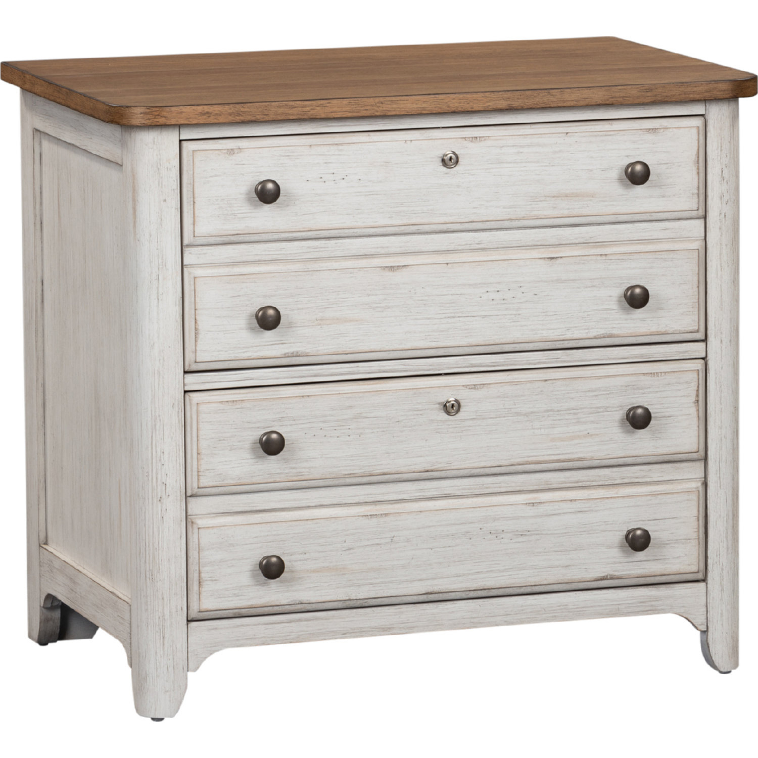 Liberty 652 Ho146 Farmhouse Reimagined Lateral File Cabinet In Antique White Chestnut