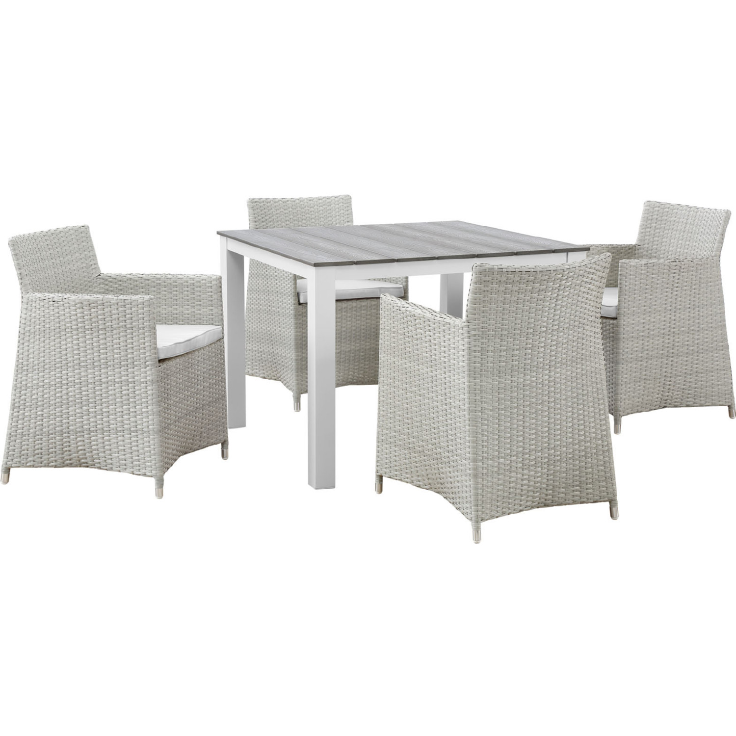 Modway Eei 1744 Gry Whi Set Junction 5 Piece Outdoor Patio Dining