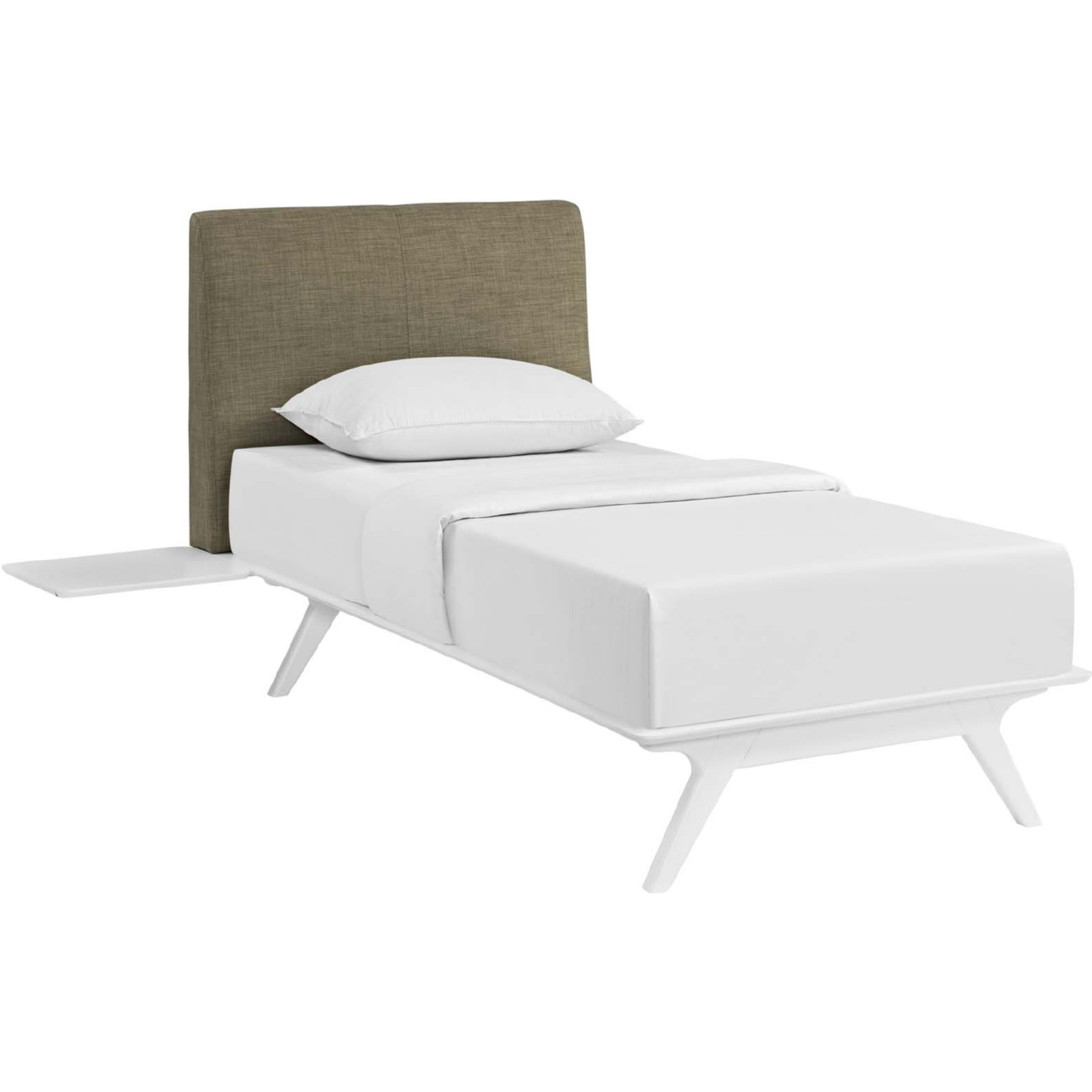 Tracy 3 Piece Twin Bedroom Set In White Latte Fabric By Modway