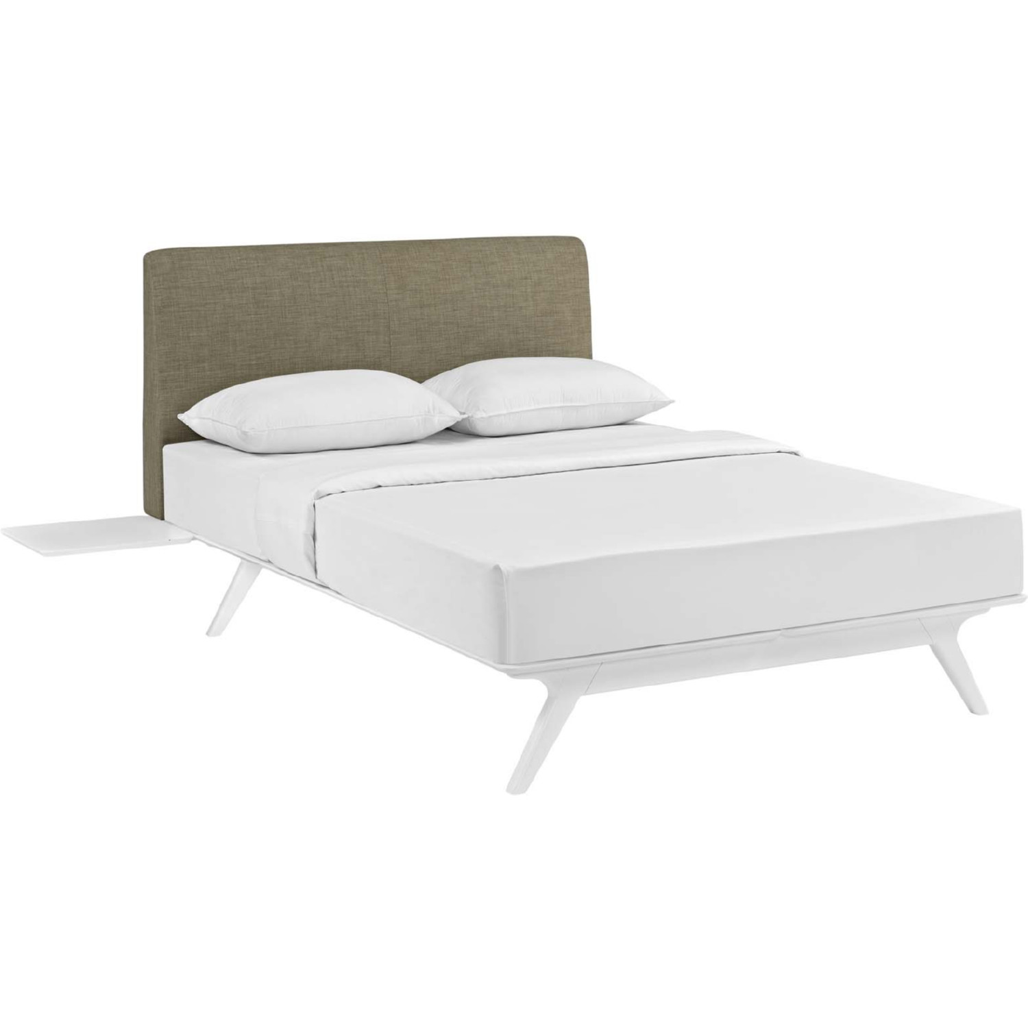 Tracy 3 Piece Queen Bedroom Set In White Latte Fabric By Modway