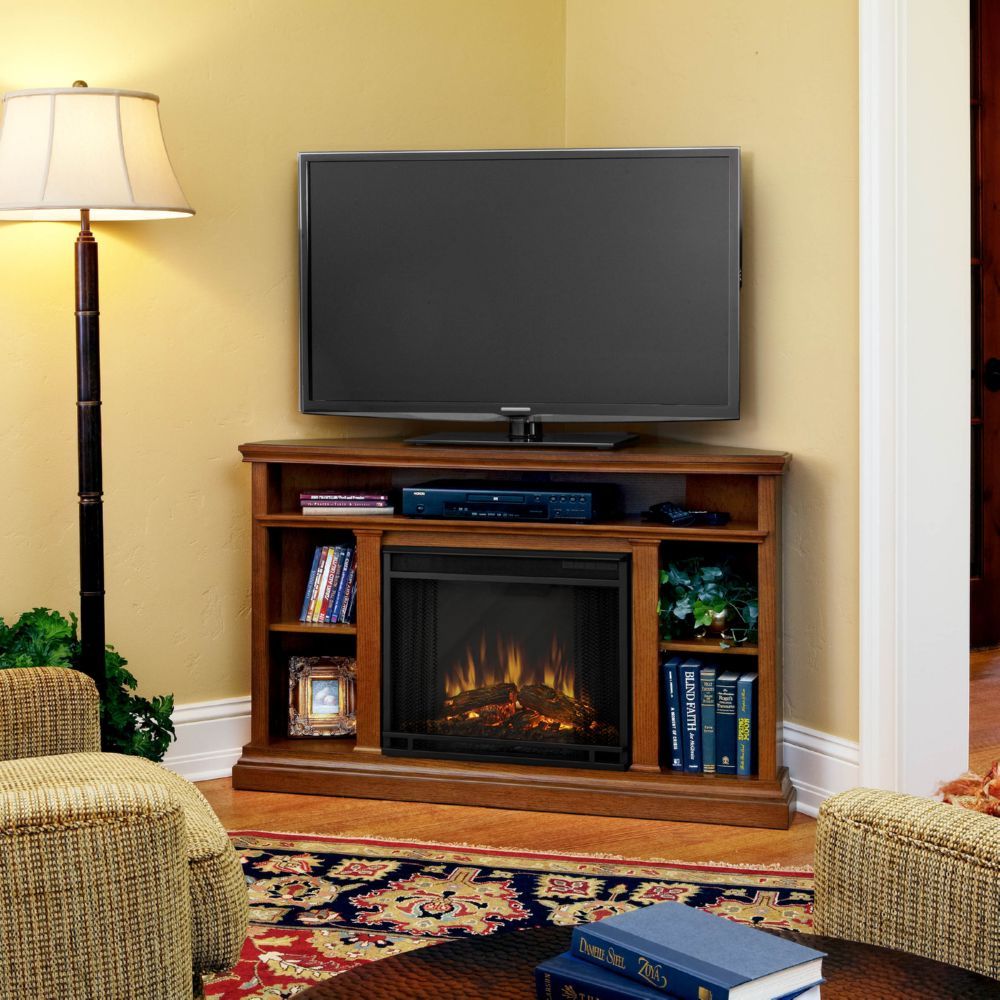 Real Flame 3750e-o Churchill Tv Stand W  Ventless Electric Fireplace In Oak