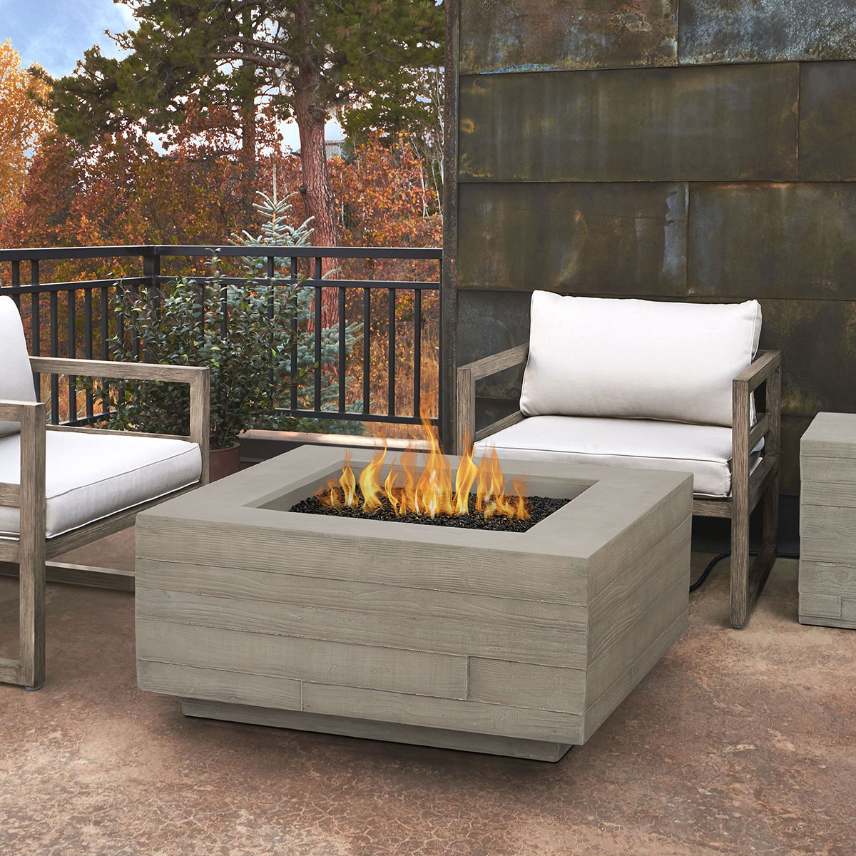 Board Form Liquid Propane Fire Table W Conversion Kit In Concrete Gray By Real Flame