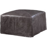 Alhambra Square Ottoman in Crystal Charcoal Gray Leather