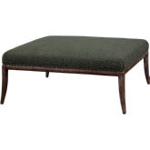 Barkley Cocktail Ottoman in Angelina Forest Green Fabric & Brown Wood