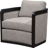 Buena Vista Swivel Accent Chair in Bantu Eucalyptus Neutral Fabric & Black Wood
