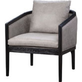 Canterbury Accent Chair in Fargo Smoke Gray Leather & Black Wood