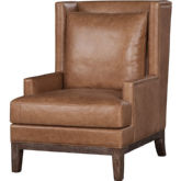 Catalina Accent Chair in Crystal Sand Leather & Dark Brown Wood