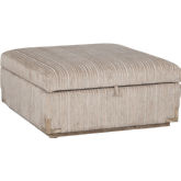 Nall Ottoman in Evie Putty Fabric & Natural Gray Wood