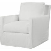 Pasadena Slipcovered Swivel Accent Chair in Bergamo Vanilla Neutral Fabric