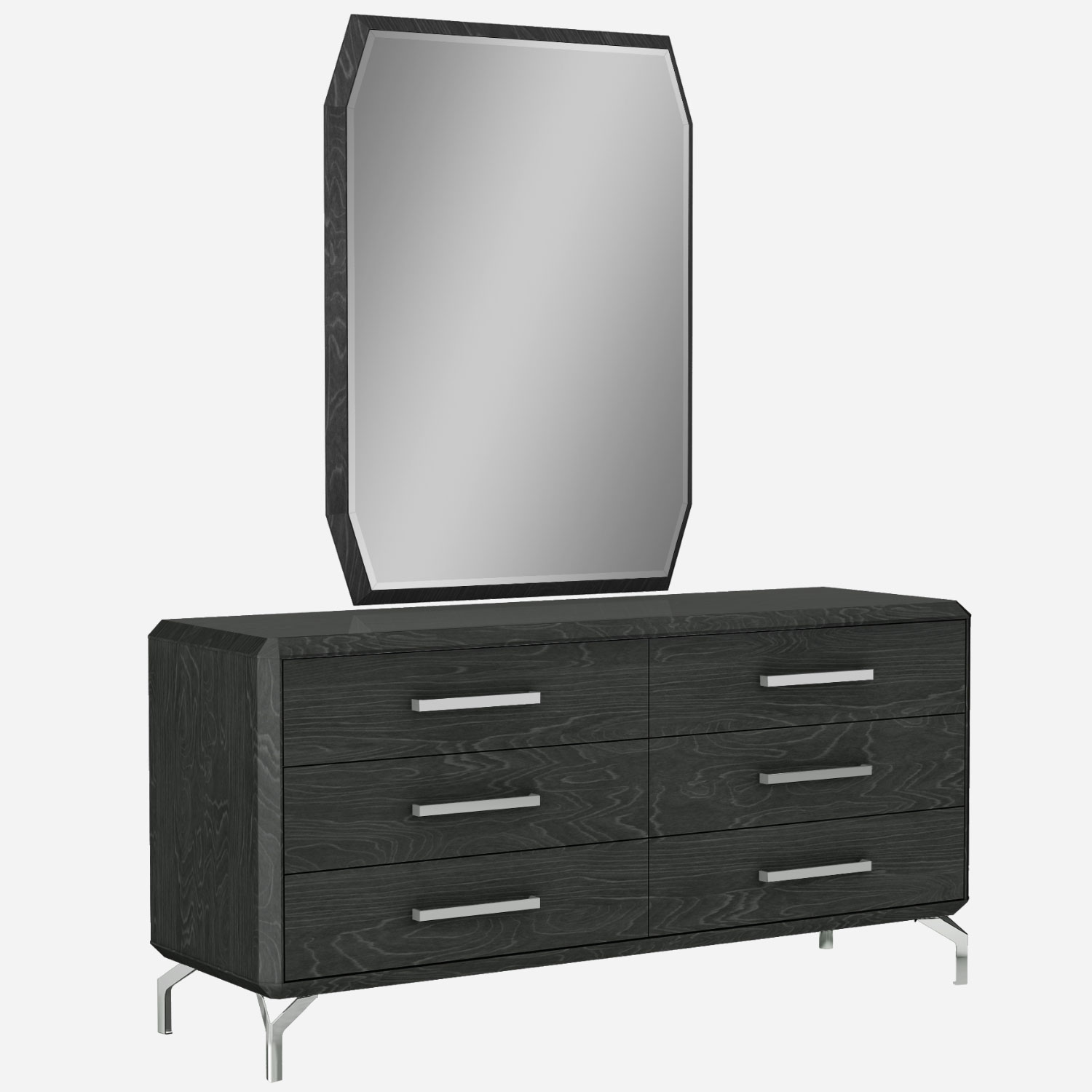 Whiteline Dr1618d Gry Los Angeles Double Dresser In High Gloss