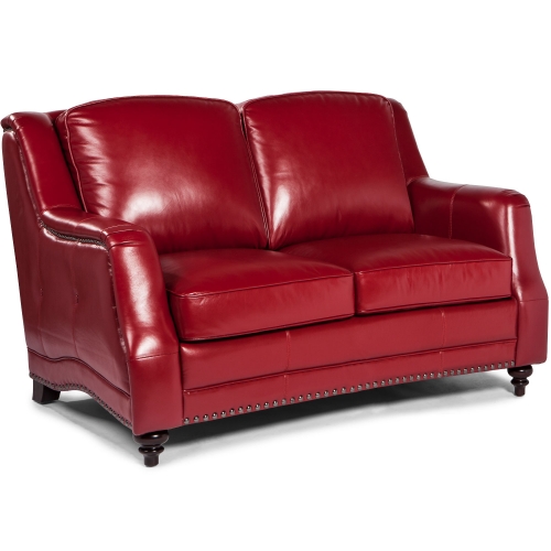 Victoria Loveseat in Red Top Grain Leather