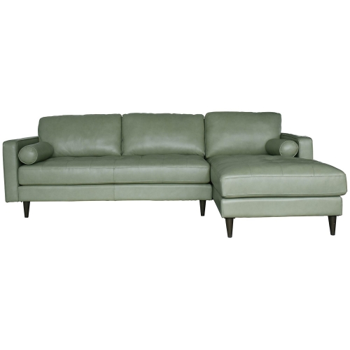 Amara Sectional Sofa w/ Right Side Facing Chaise in Kiwi Green Top Grain Leather