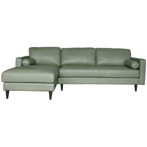 Amara Sectional Sofa with Left Side Facing Chaise in Kiwi Green Top Grain Leather