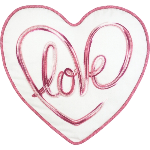 Love Heart Shape Throw Pillow in White Fabric