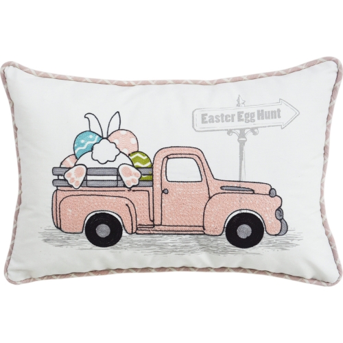 Easter Egg Hunt Throw Pillow in White Fabric