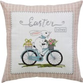 Easter Delivery Throw Pillow in Pink Plaid Fabric