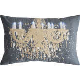 Gray and Brass Illuminated Chandelier Throw Pillow