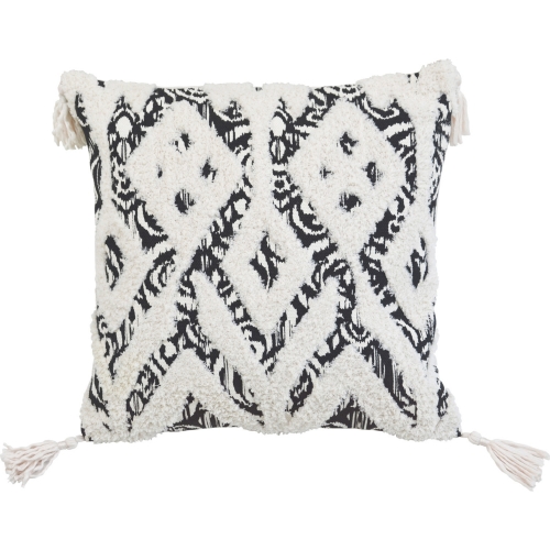 Morocco Cording Embroidery Throw Pillow in Black Canvas