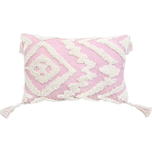 Corded Morocco Embroidered Throw Pillow in Pink Fabric