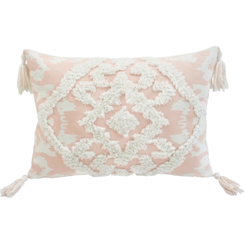 Corded Morocco Embroidered Throw Pillow in Peach Canvas