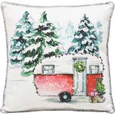 Camping Pillow in White withRed Camper Fabric