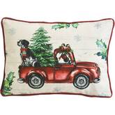 Trucking Tree and Dog Pillow in White w/ Red Truck Fabric