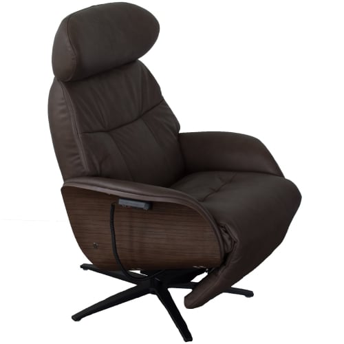 Komflex Zero Gravity Recliner in Chocolate Brown Top Grain Leather & Pine