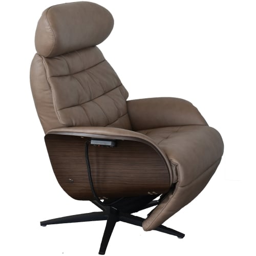 Komflex Zero Gravity Recliner in Fumo Taupe Top Grain Leather & Pine