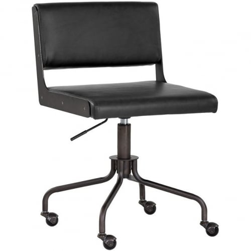 Davis Office Chair in Onyx Leatherette & Steel