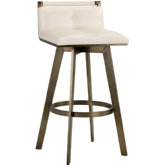 Arizona Swivel Bar Stool in Cream Leatherette & Antique Brass