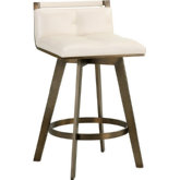 Arizona Swivel Counter Stool in Cream Leatherette & Antique Brass