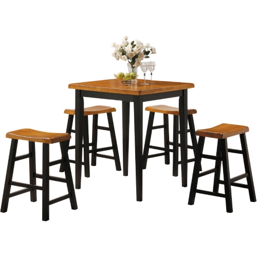 Gaucho 5 Piece Counter Height Dining Set in Oak & Black