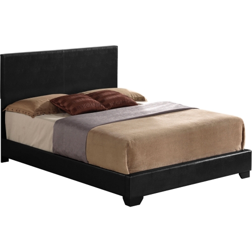 Ireland II Queen Bed in Black w/ Leatherette Headboard