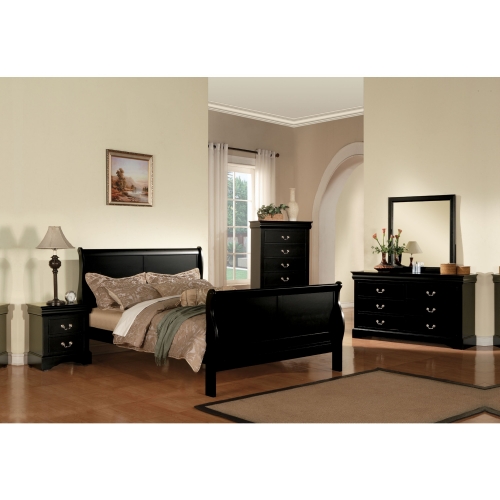 Louis Philippe III King Bed in Black