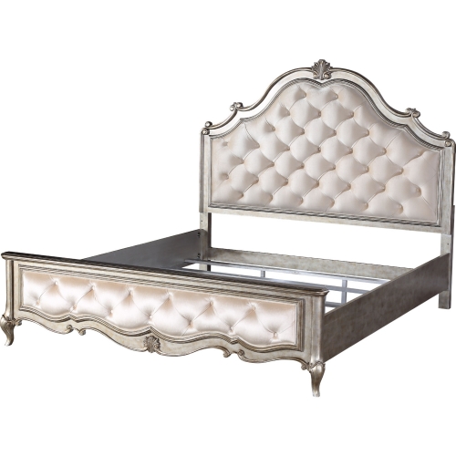 Esteban King Bed in Velvet & Tufted Antique Champagne