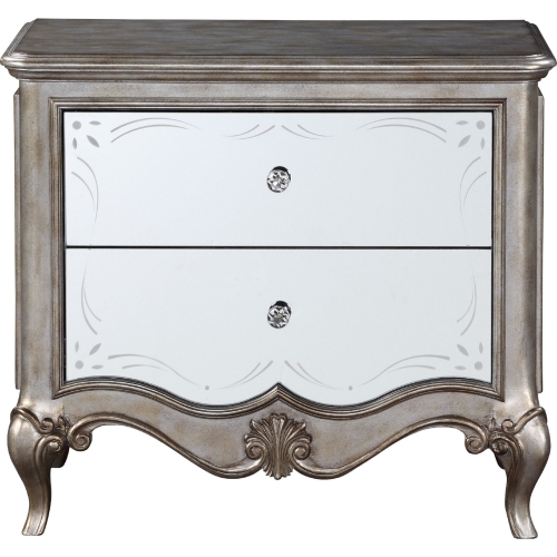 Esteban 2 Drawer Nightstand in Antique Champagne & Miroor