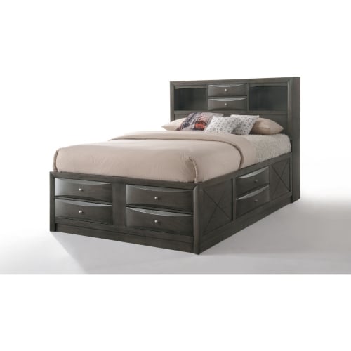 Ireland Queen Storage Bed in Gray Oak