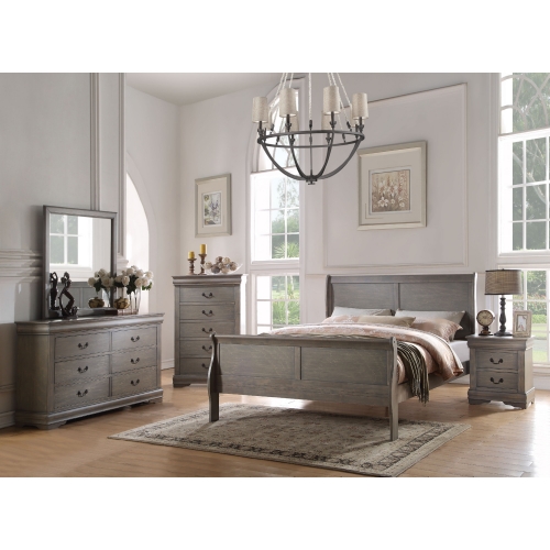 Louis Philippe King Bed in Antique Gray