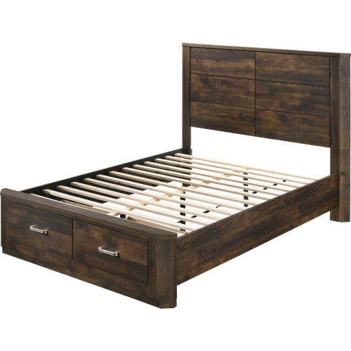 Elettra Queen Storage Bed in Rustic Walnut