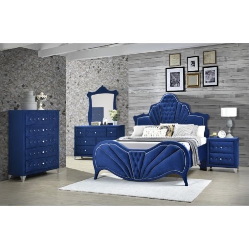 Dante Nightstand in Blue Velvet