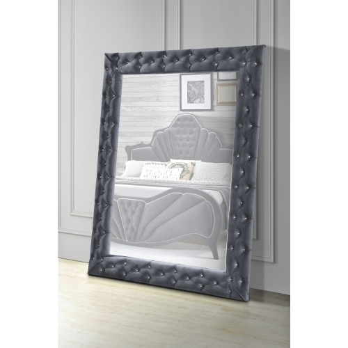 Dante Accent Floor Mirror in Gray Velvet