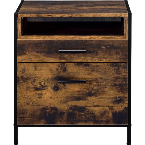 Juvanth Nightstand in Rustic Oak & Black Metal