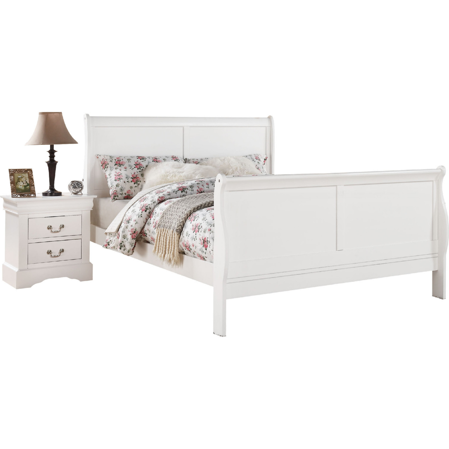 Louis Philippe Sleigh Bed (White) Acme Furniture