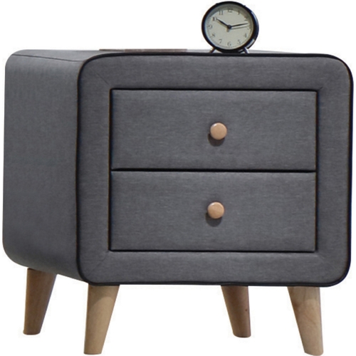 Valda Nightstand in Light Gray Fabric